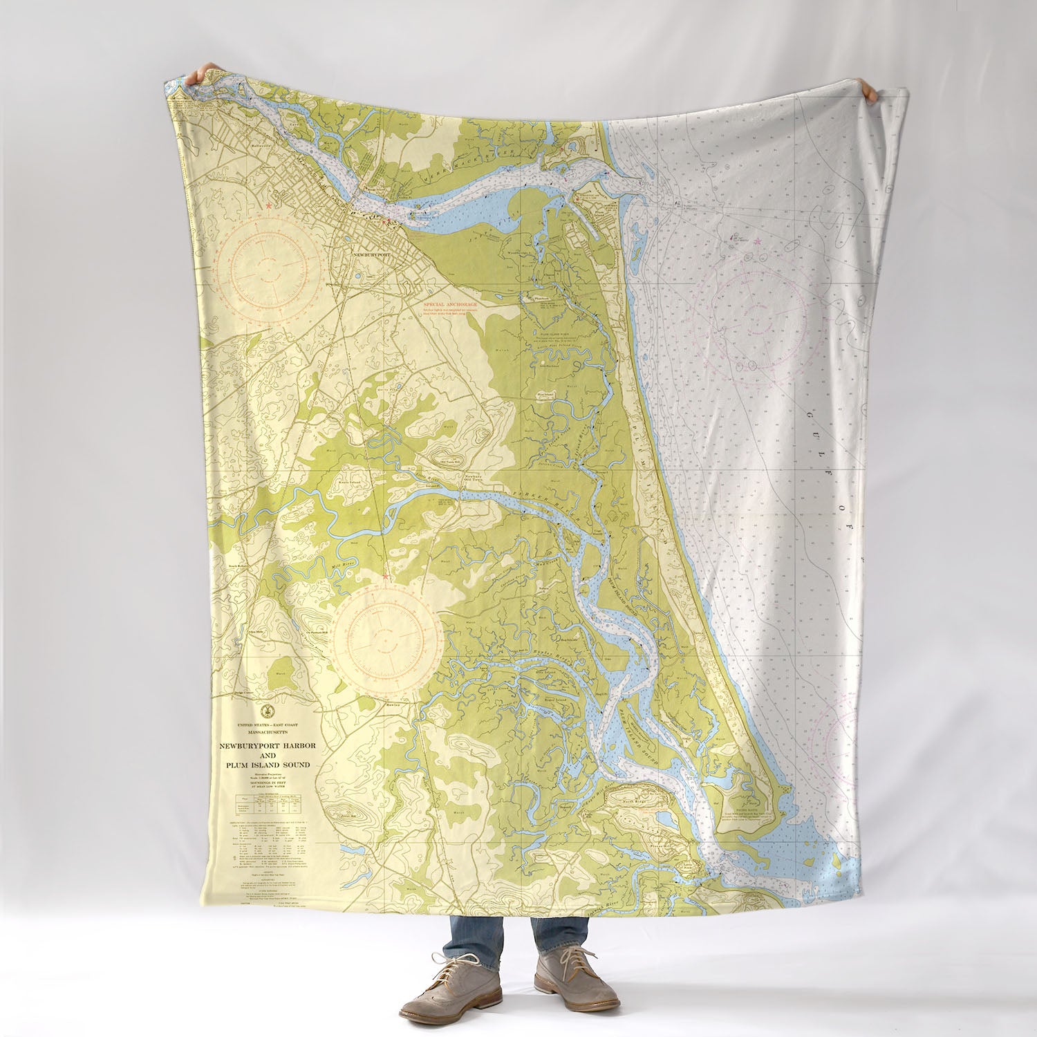 Store Newburyport Harbor and Plum Island Sound, MA Nautical Chart Shower Curtain / Made to Order