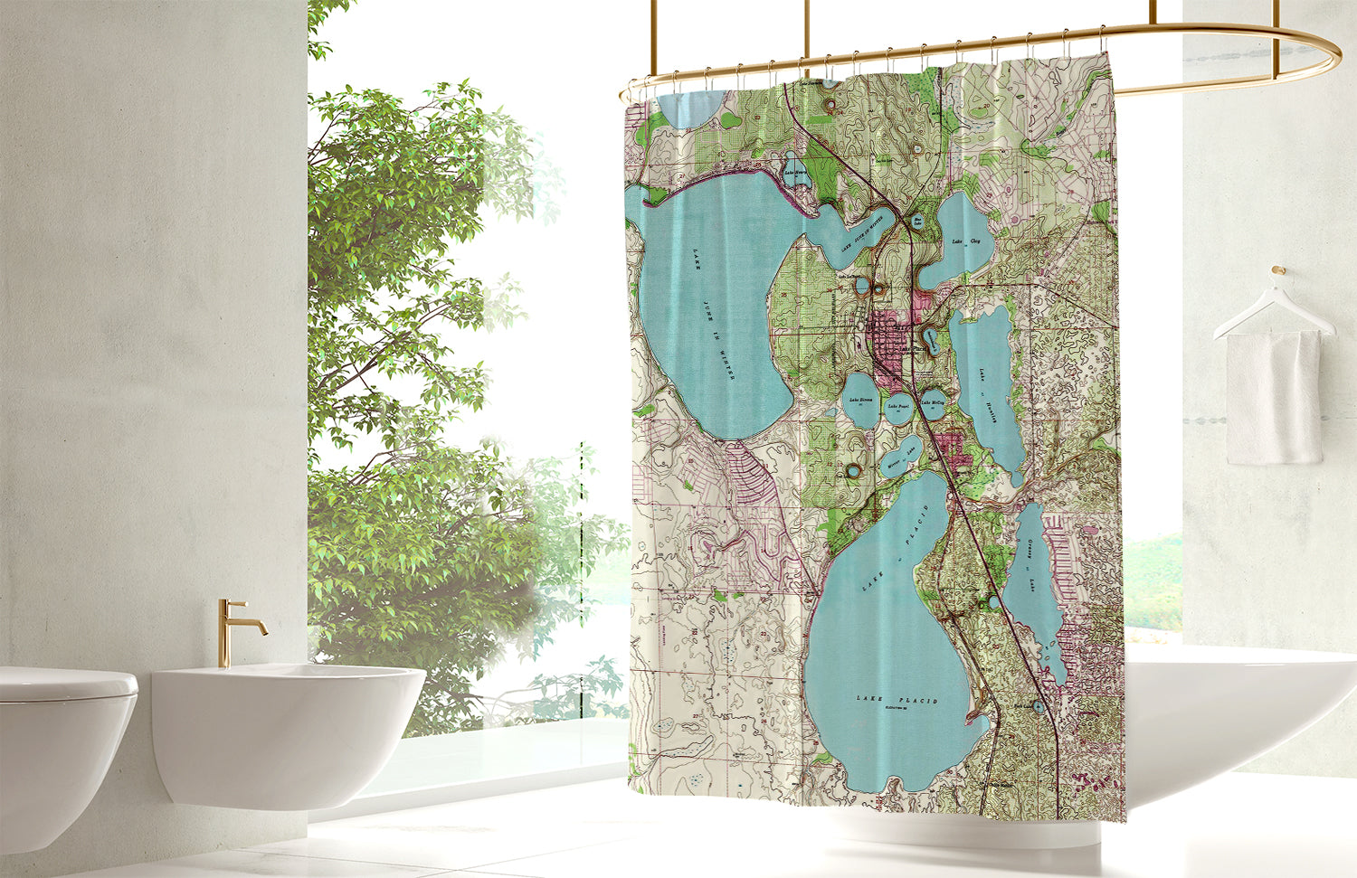 FL: Lake Okeechobee, FL, C. 1958 Vintage Nautical Chart Shower Curtain / Made to selling Order