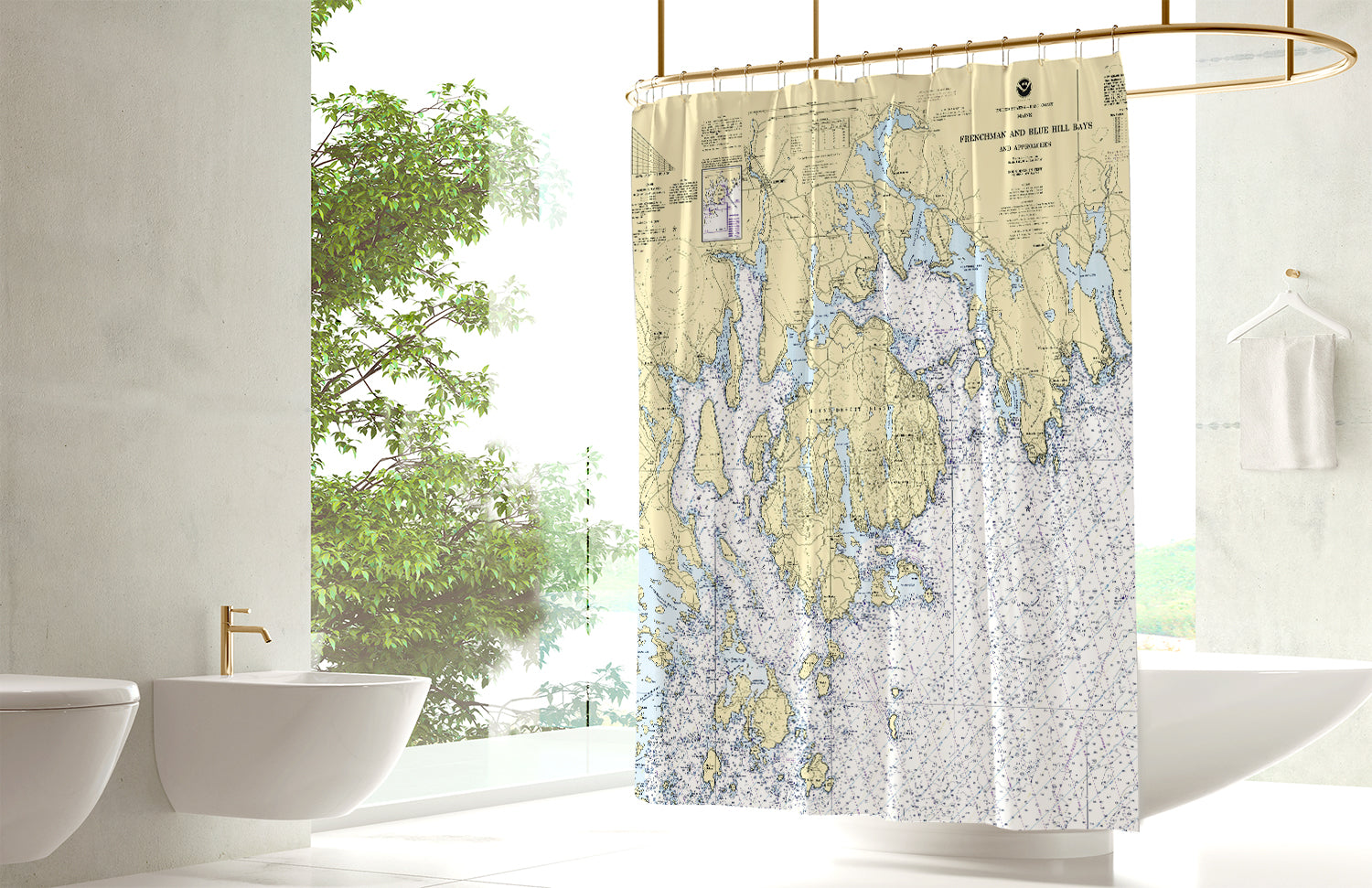 Branford, buying CT Nautical Chart Shower Curtain / Made to Order