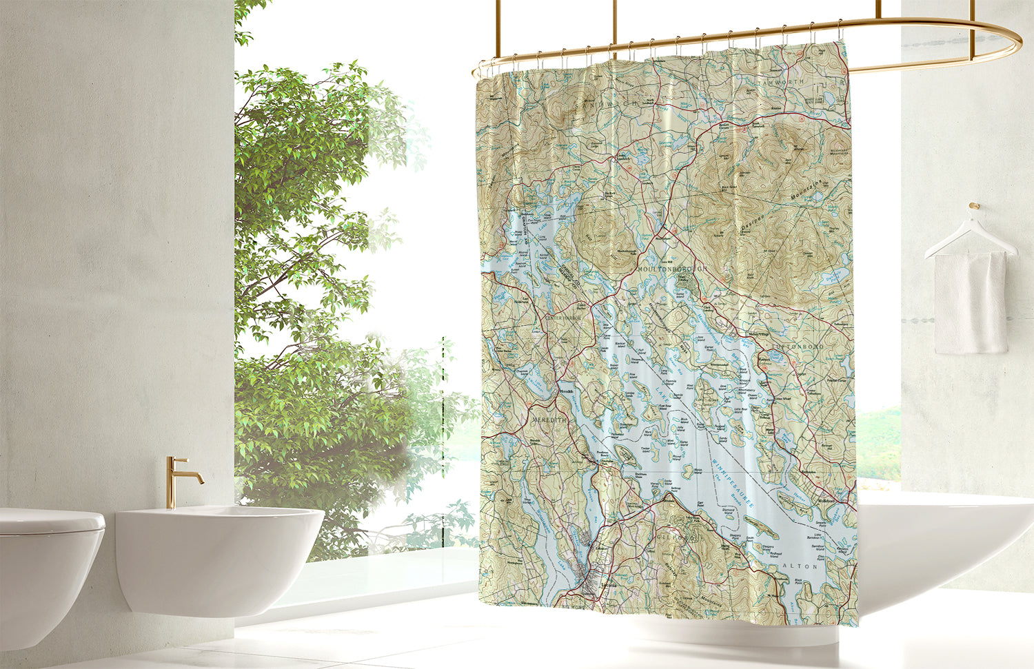 Lake Winnipesaukee, NH Topo buying Map Shower Curtain / Made to Order