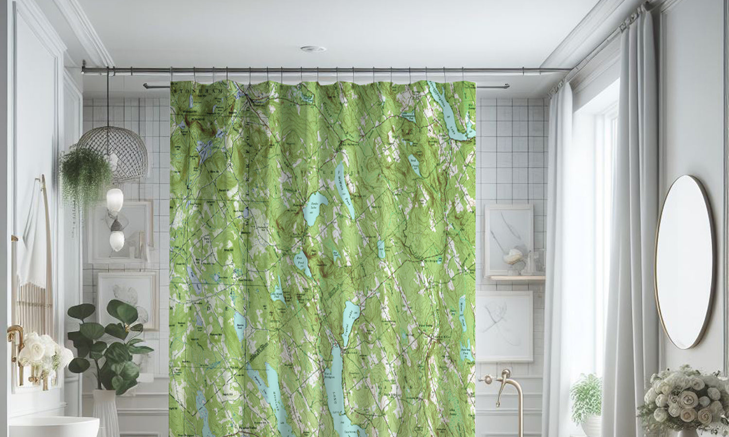 Bethany Beach, DE Topo deals Map Shower Curtain / Made to Order