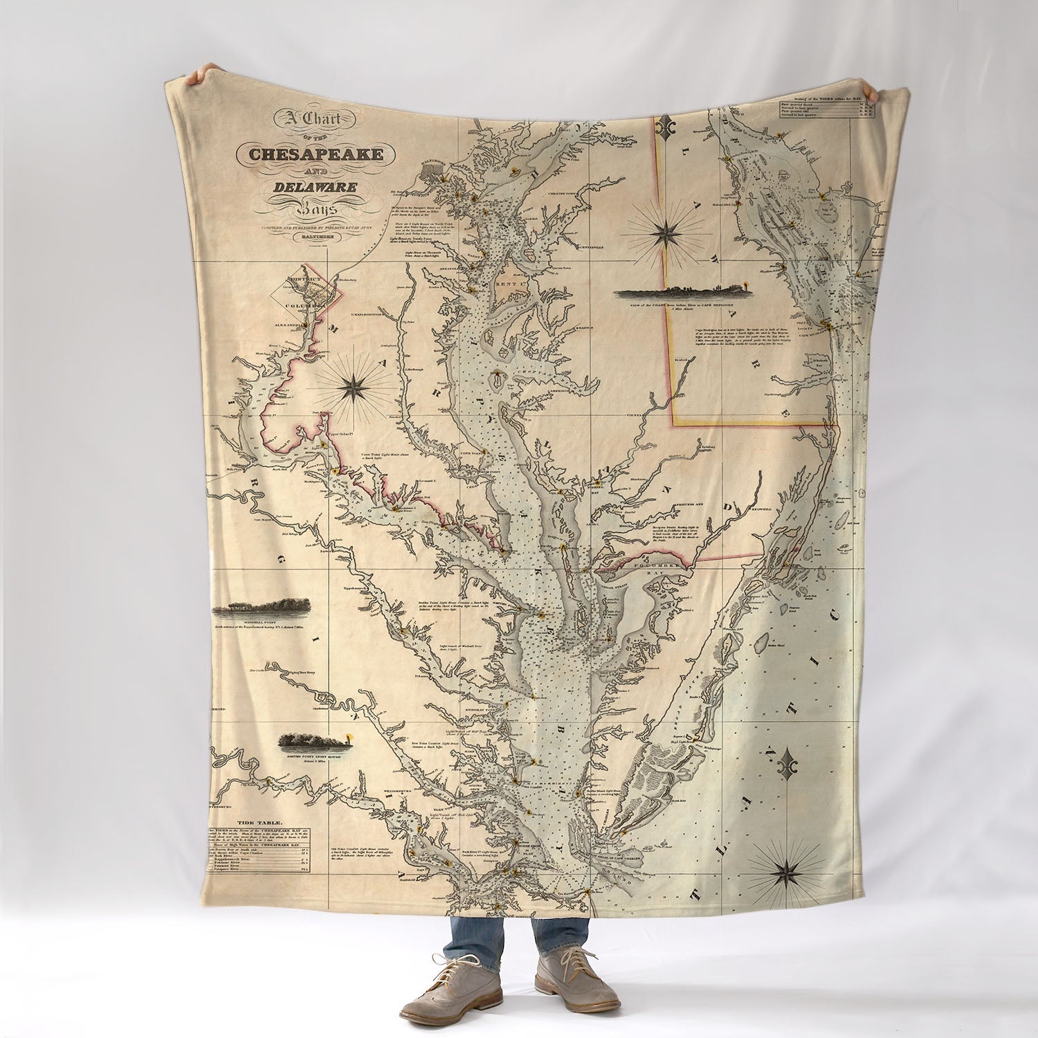 Chesapeake Bay Antique Map Blanket