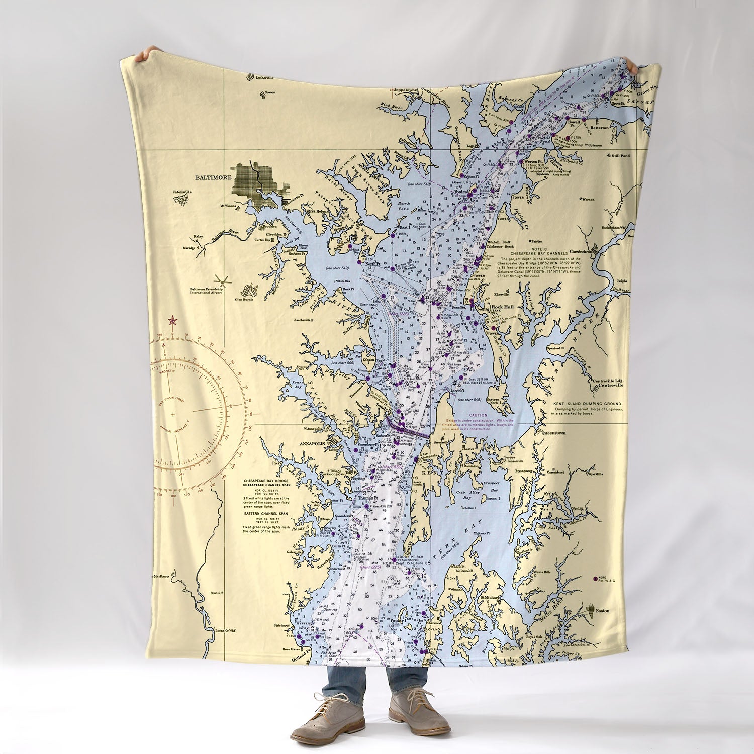 Severna Park MD, Chesapeake Bay nautical chart Blanket