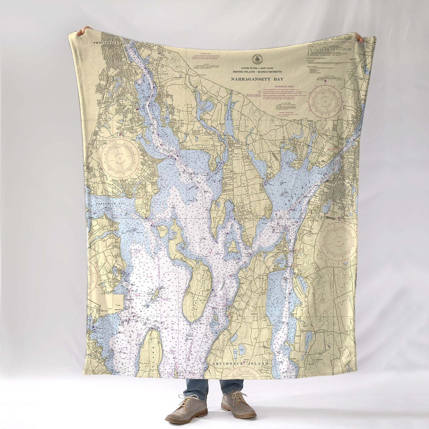 East Bay, RI Nautical Chart Blanket