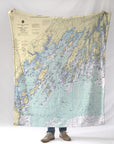 Casco Bay to Harpswell, ME.Nautical Chart Blanket