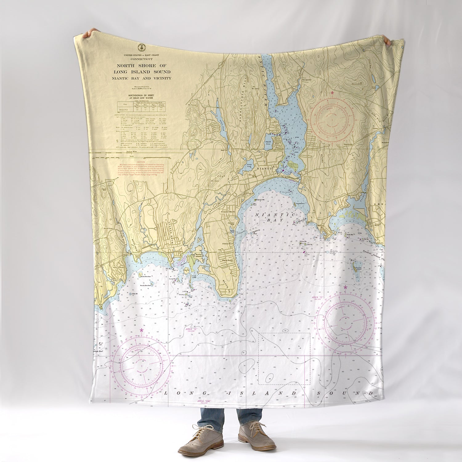 Niantic River, CT. Nautical Chart Blanket