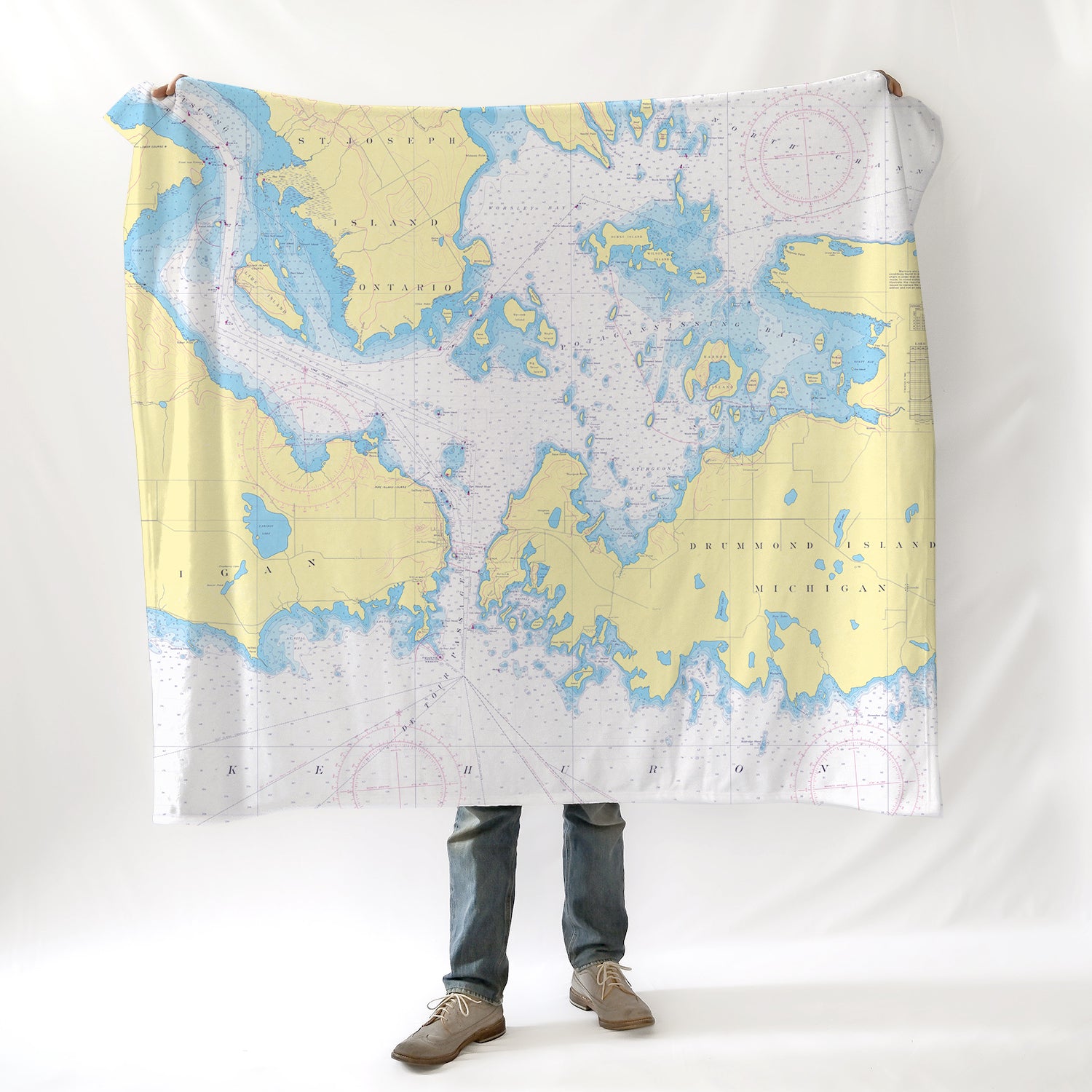 Drummond Island, MI. Nautical Chart Blanket