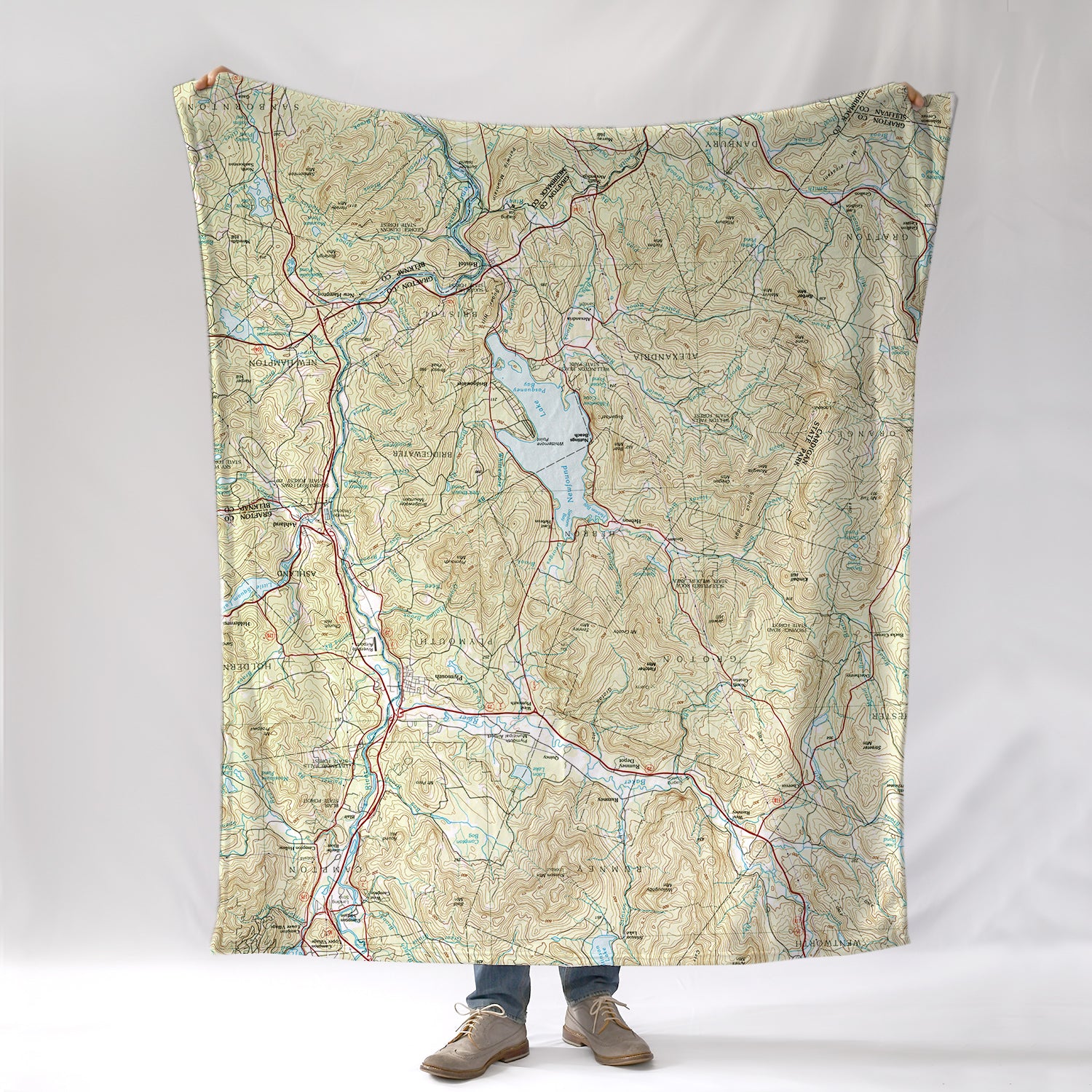 Newfound Lake, NH Topo Map Blanket