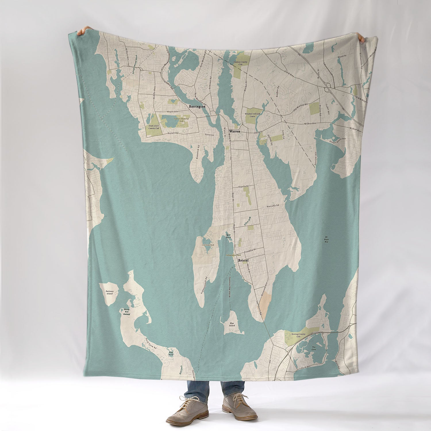 Bristol, Barrington &amp; Warren, Sea Glass Map Blanket