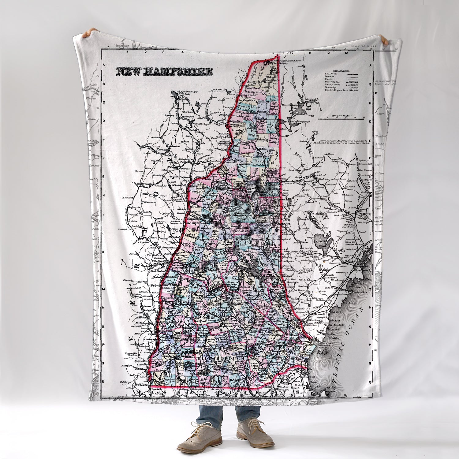 Vintage Map of the State of New Hampshire Blanket