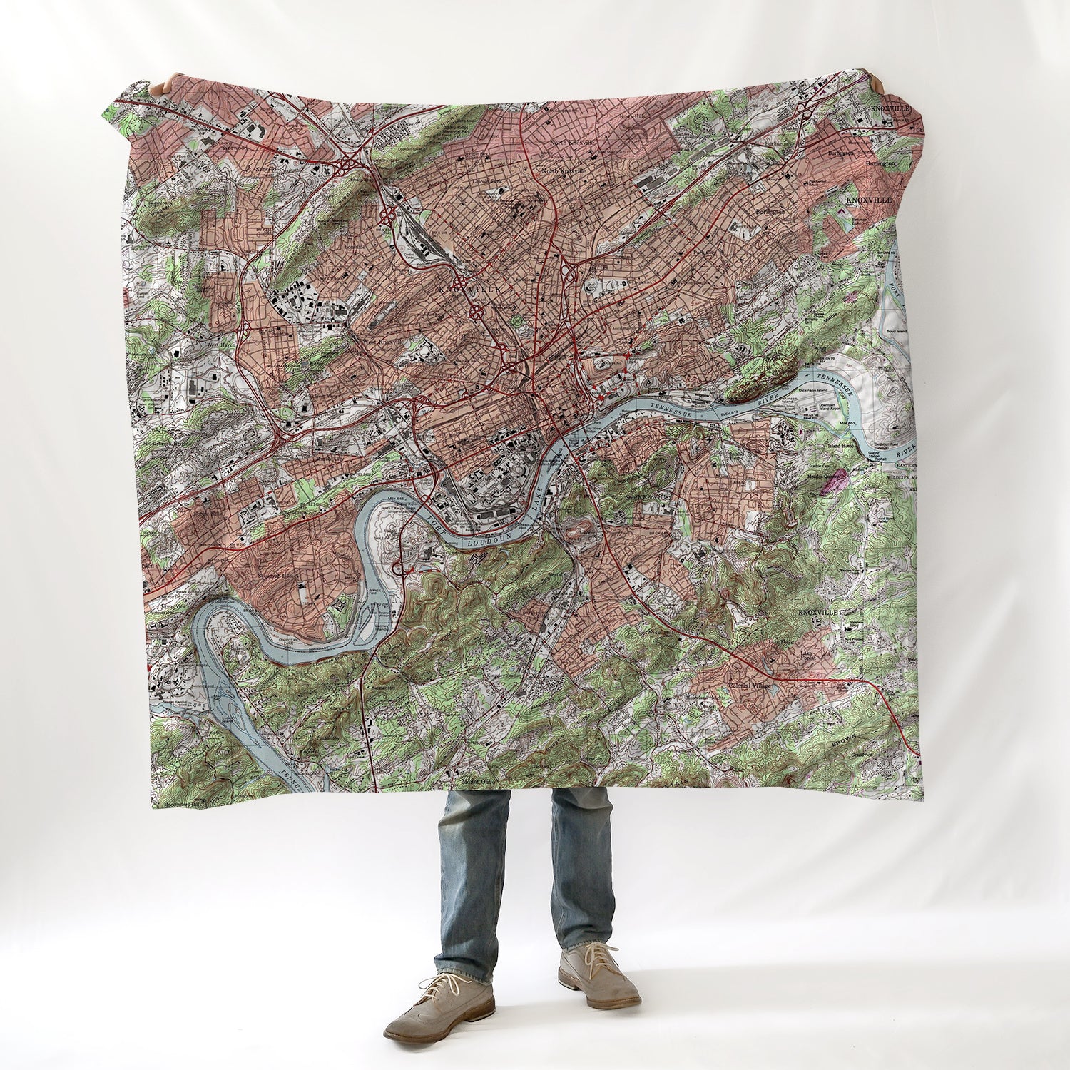 Knoxville, TN Topo Map Blanket