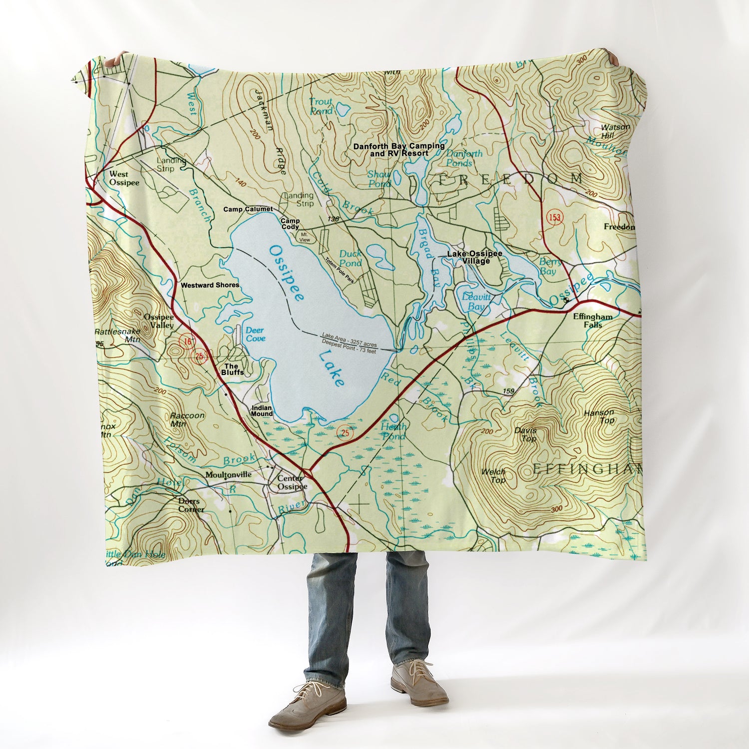 Ossipee Lake, NH Topo Map Blanket