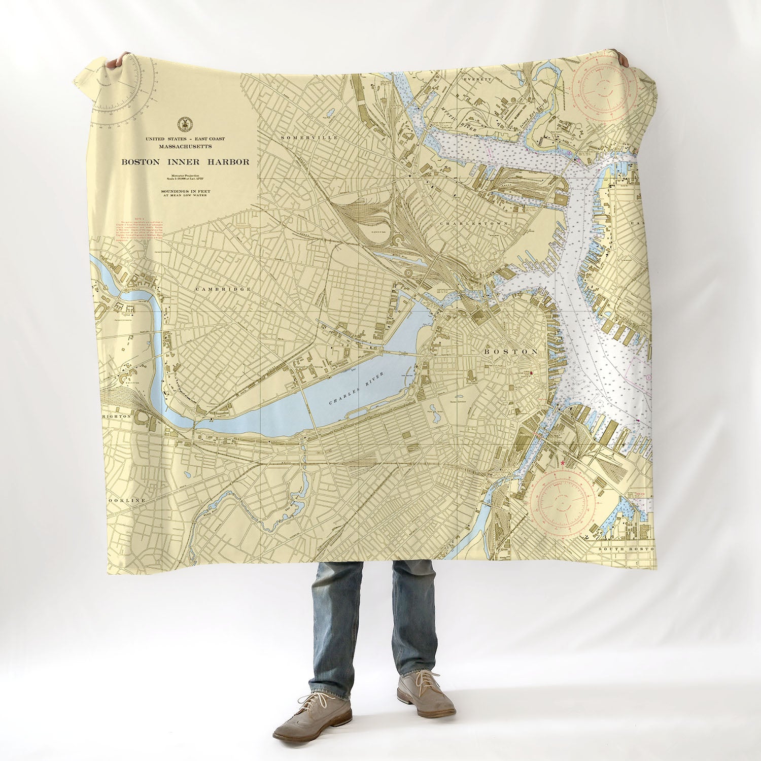 Boston Inner Harbor, MA -Nautical Chart Blanket