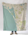 Estero Island to Naples Sea Glass Style Map Blanket