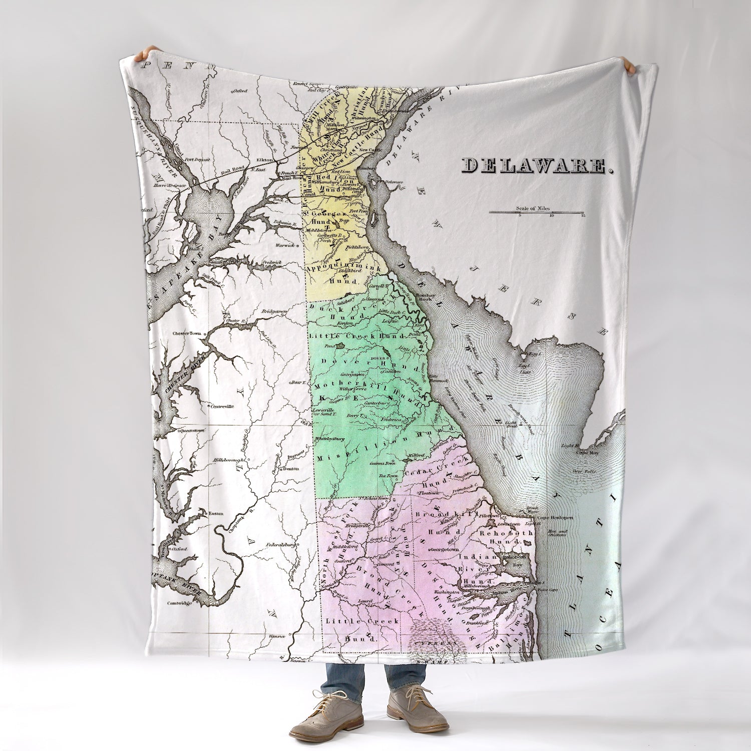 Delaware State Vintage Map Blanket