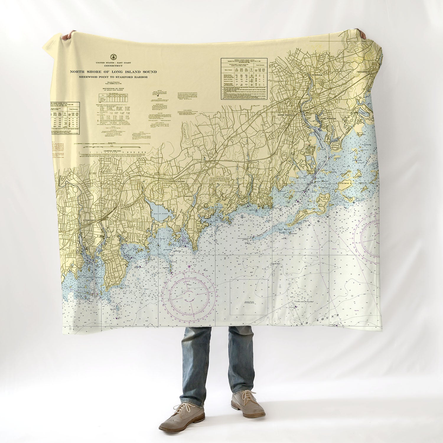 Long Island Sound West, Sherwood to Stamford Nautical Chart Blanket