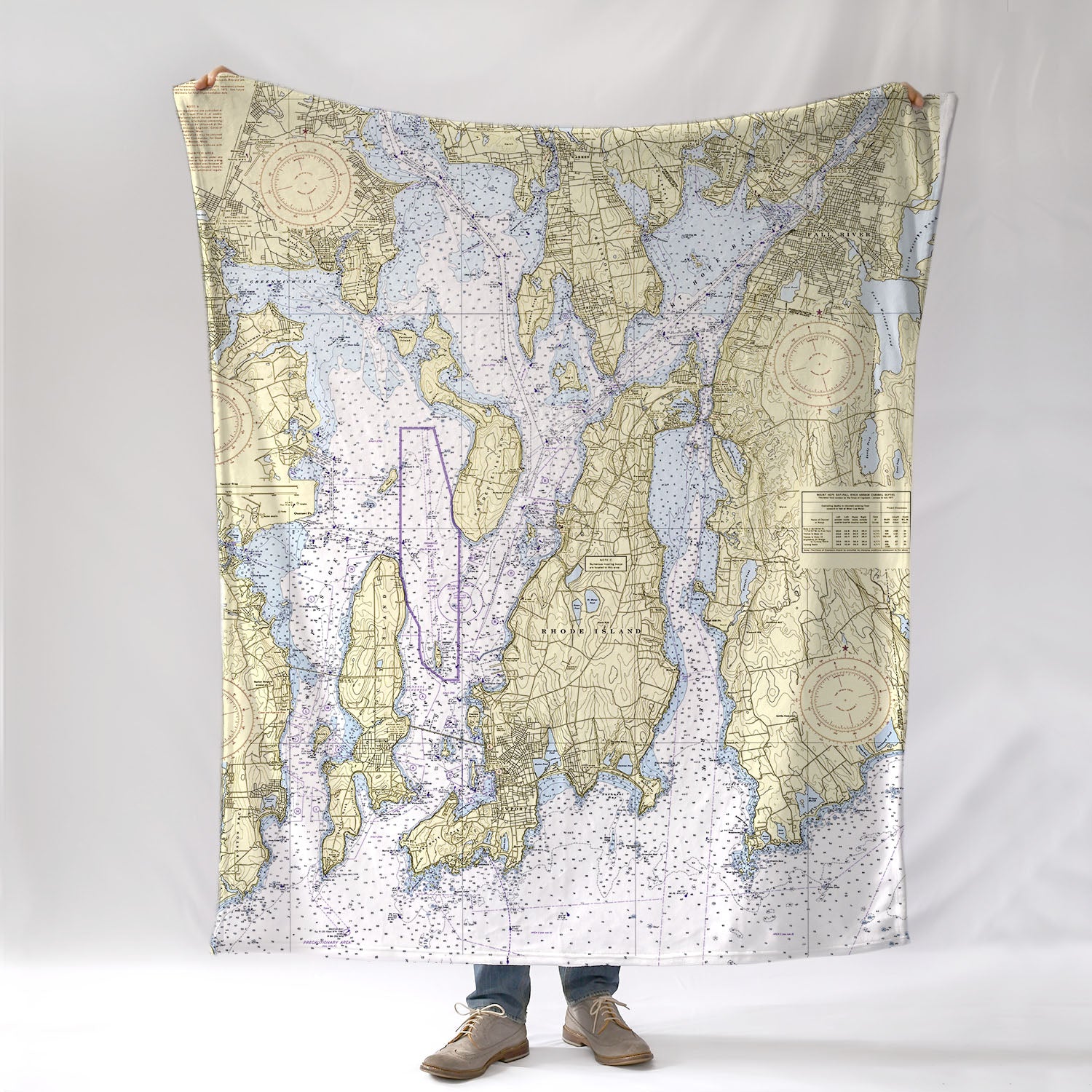 North East Narragansett Bay, Vintage Nautical chart 1973 Blanket