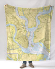 Charleston, SC Nautical Chart Blanket