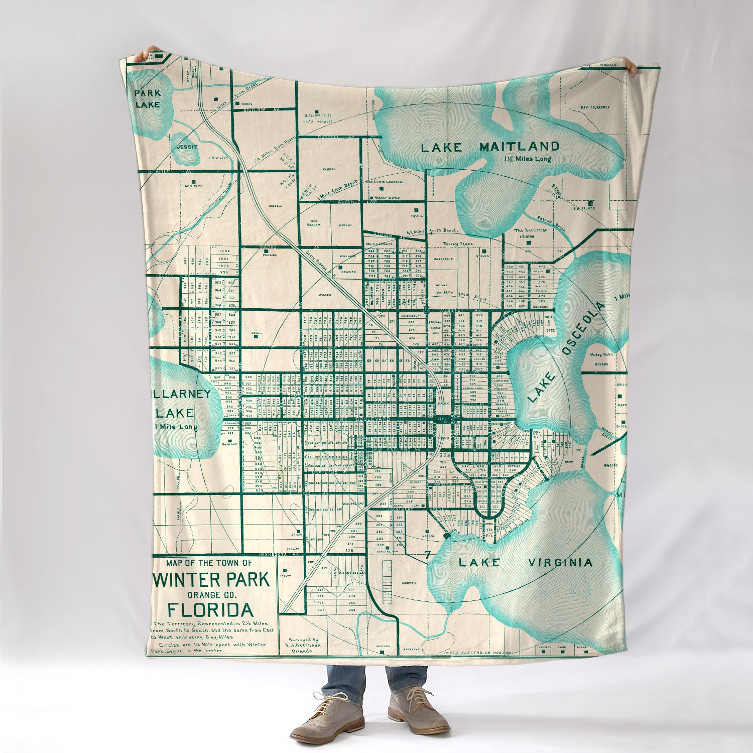 Winter Park, FL Vintage Map Blanket