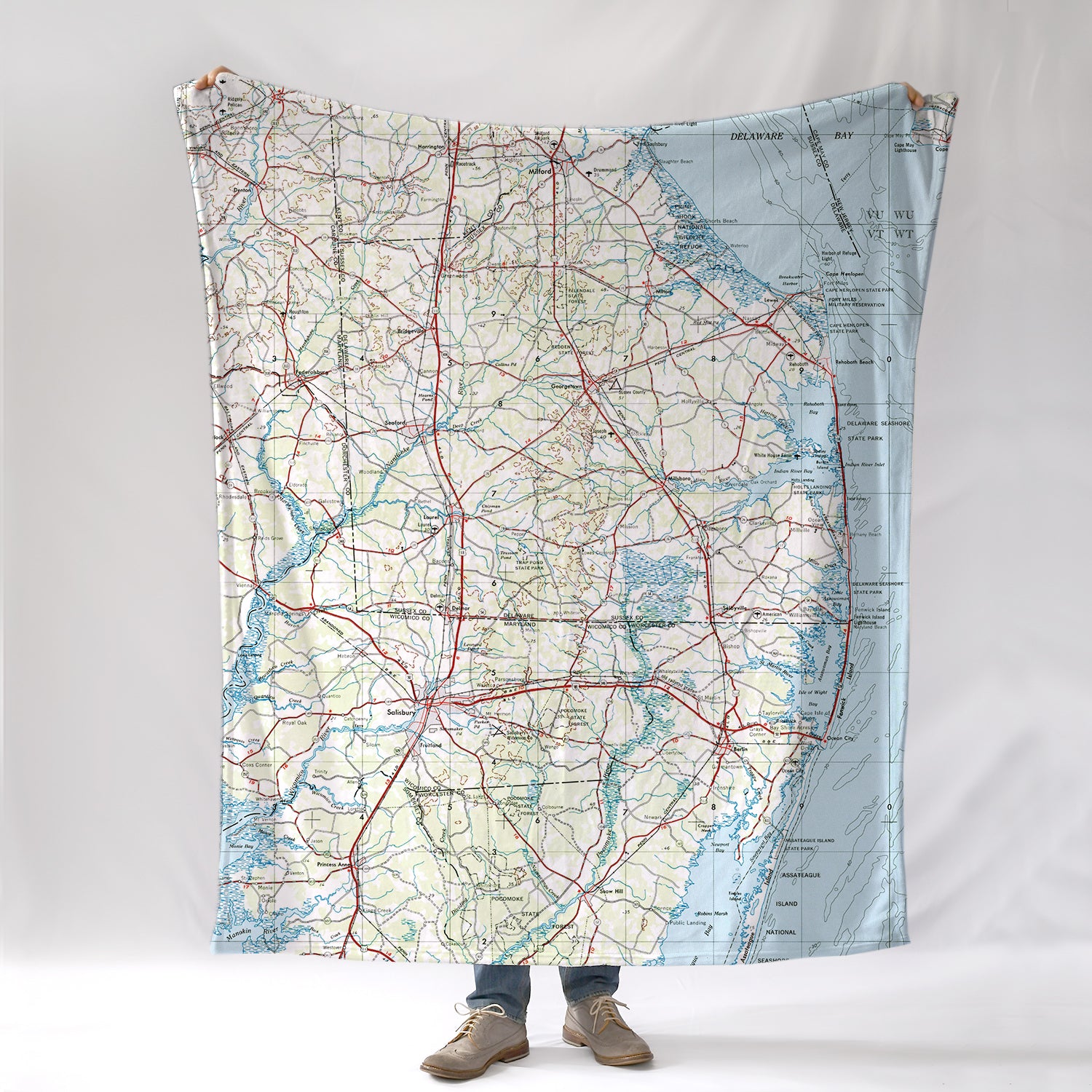 Delaware Roadmap, vintage topo map Blanket