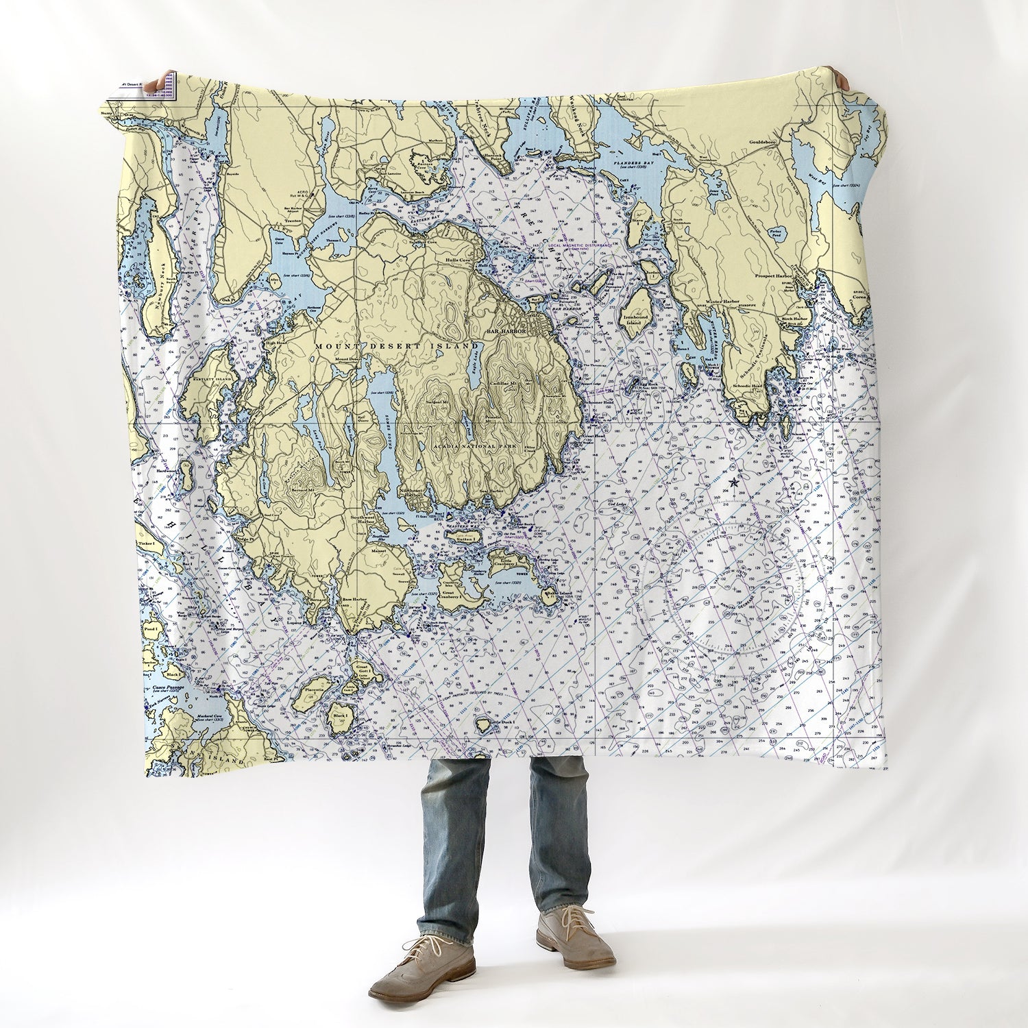 Prospect Harbor & Mt. Desert Island, ME Nautical Chart Blanket