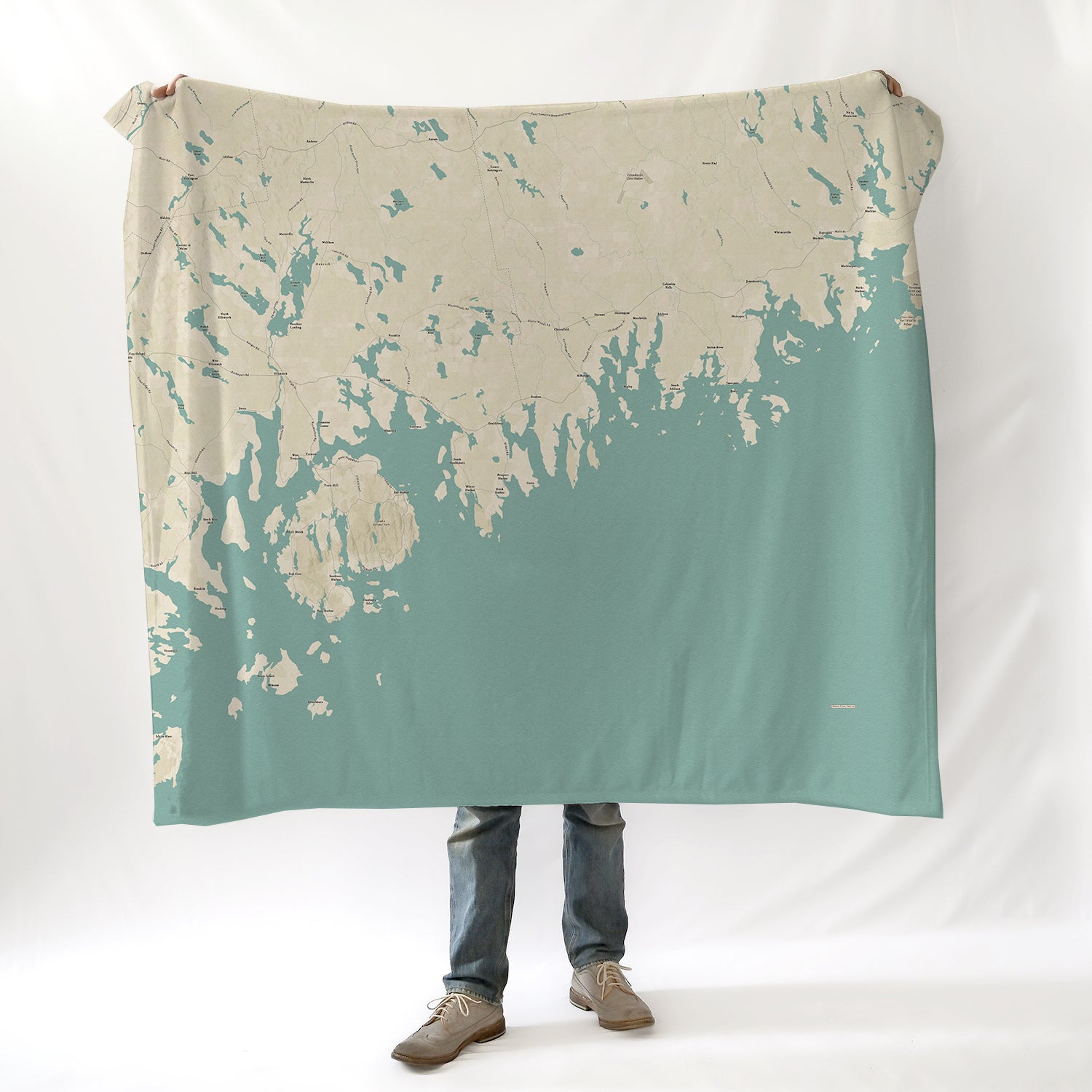 Down East Coast of Maine, Sea Glass Map Blanket