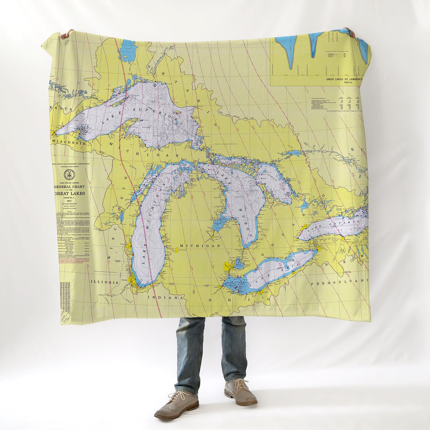 Great Lakes All Over Map Blanket