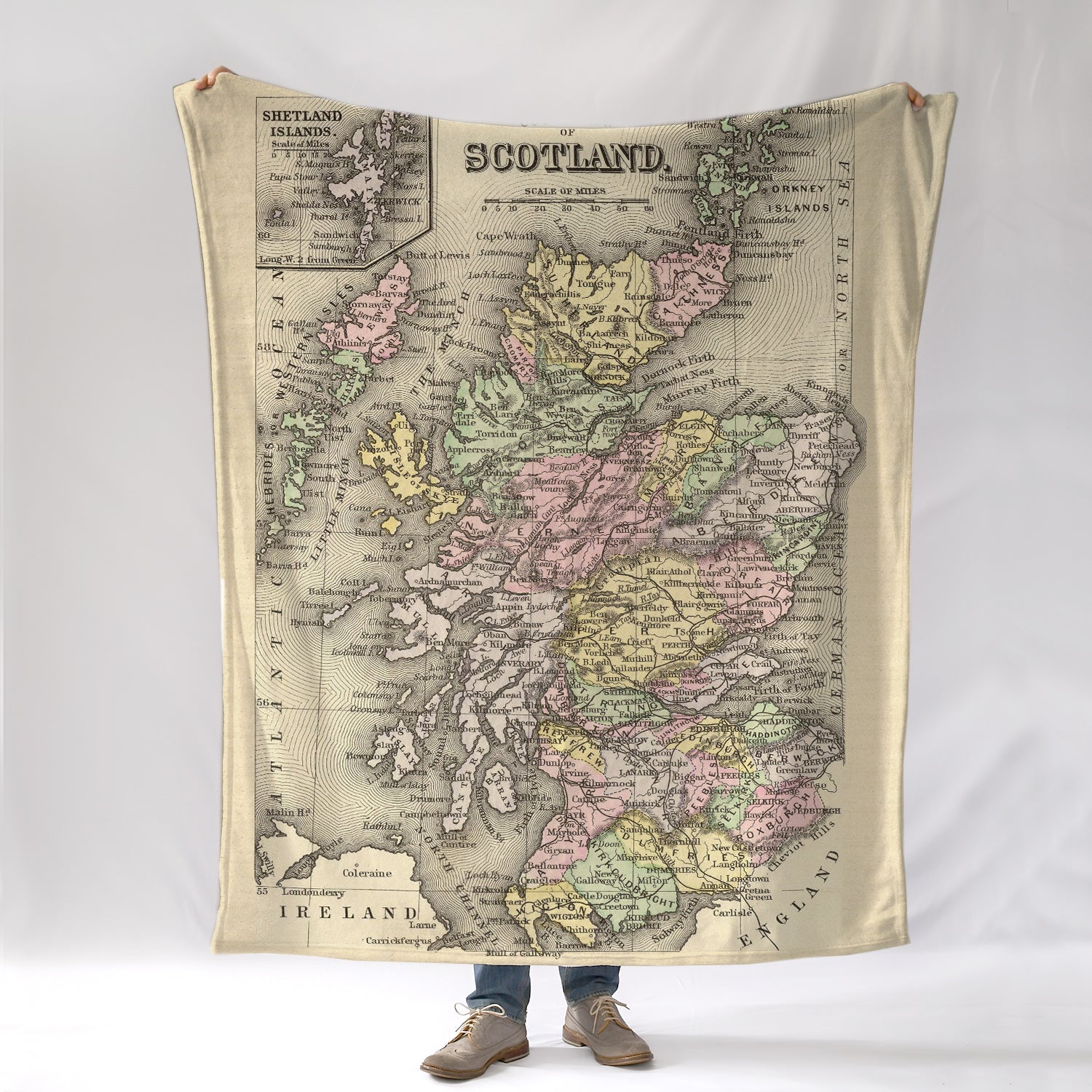 Scotland Vintage Map Blanket