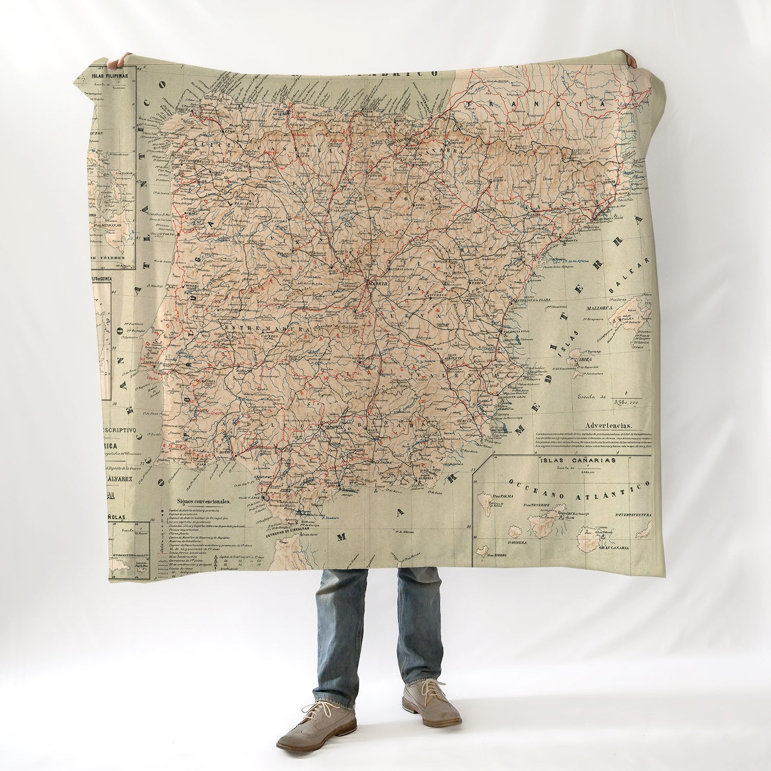 Vintage Map of Spain Blanket