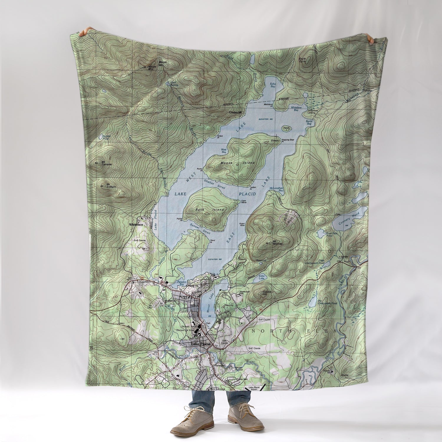 Lake Placid, NY Topo Map Blanket