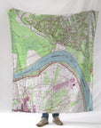 St. Francisville LA, Mississippi River Topo Map Blanket