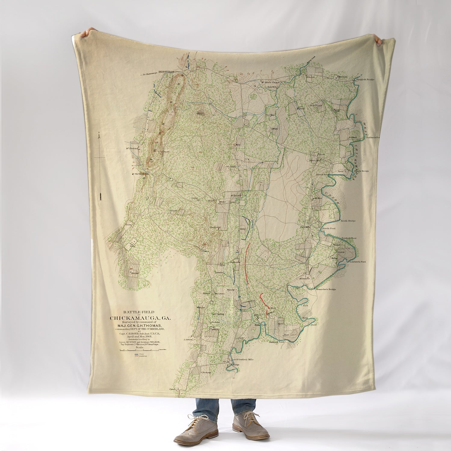 CHICKAMAUGA Battle MAP, GA Blanket