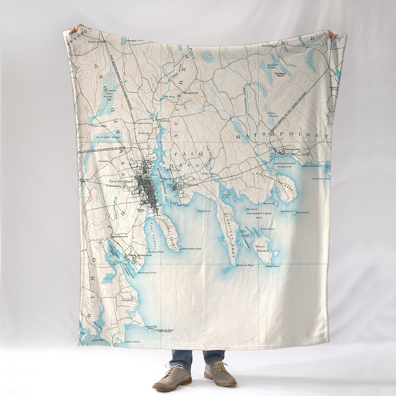 New Bedford MA Antique map Blanket