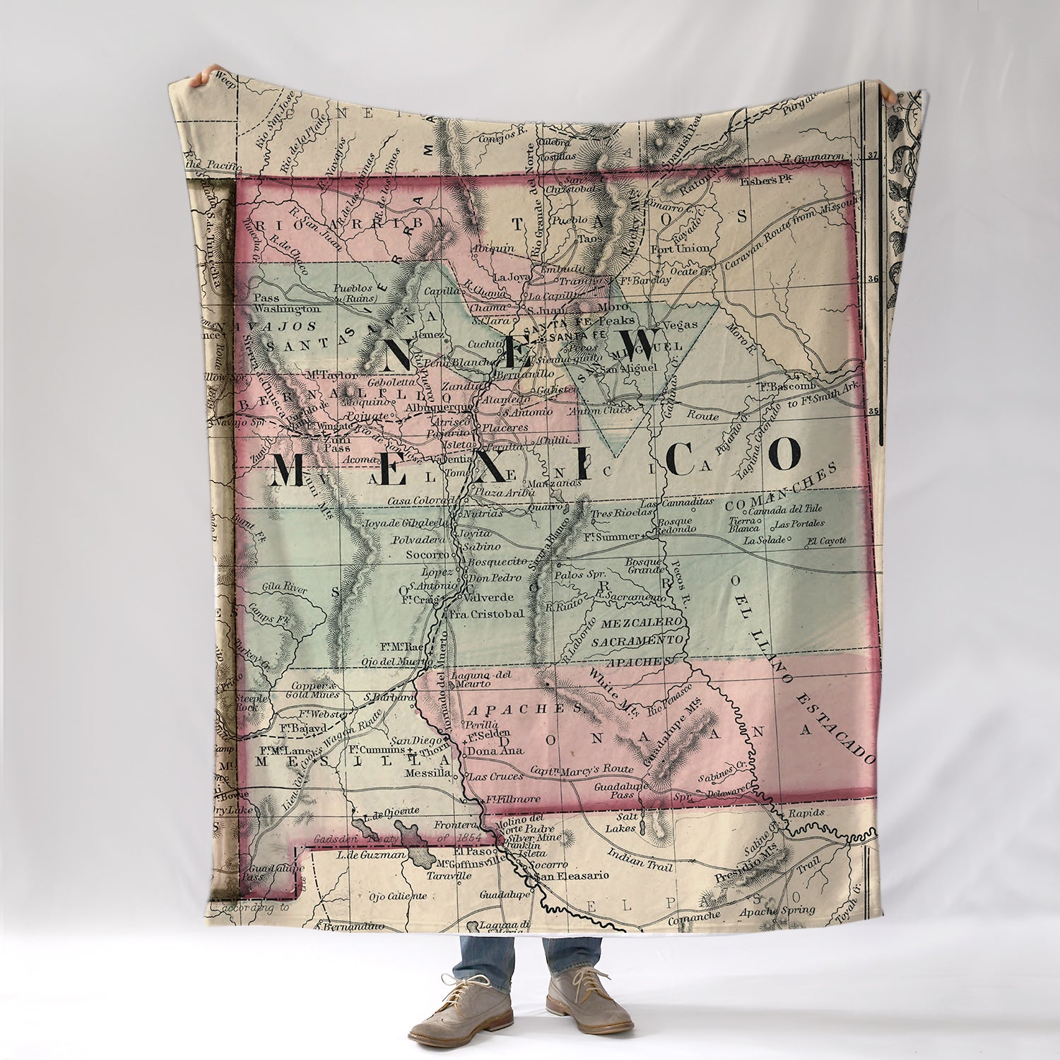 New Mexico Vintage Map Blanket