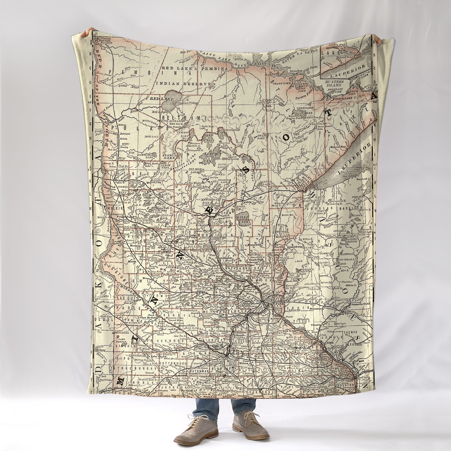 Minnesota State Vintage Map Blanket