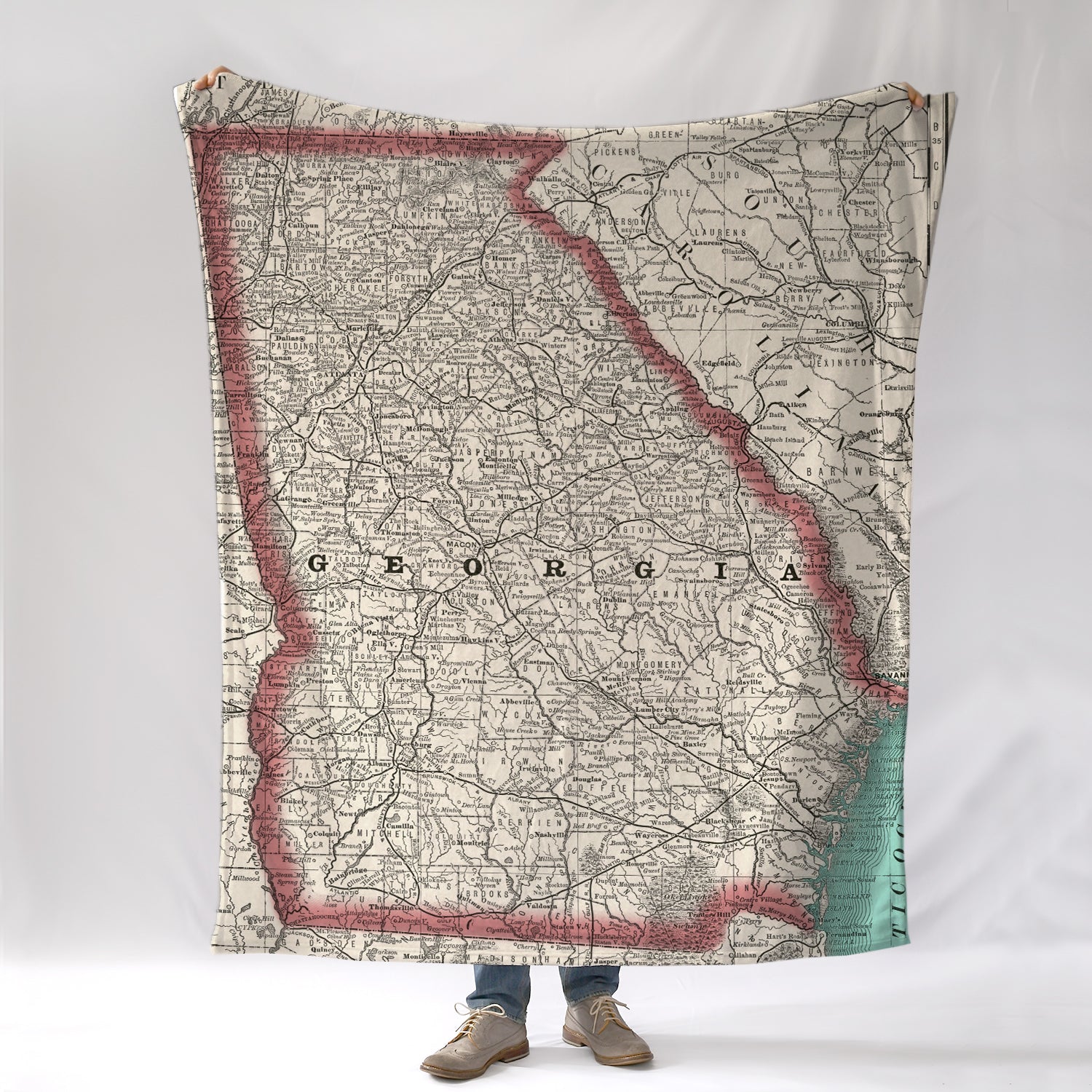 Georgia Vintage Map Blanket