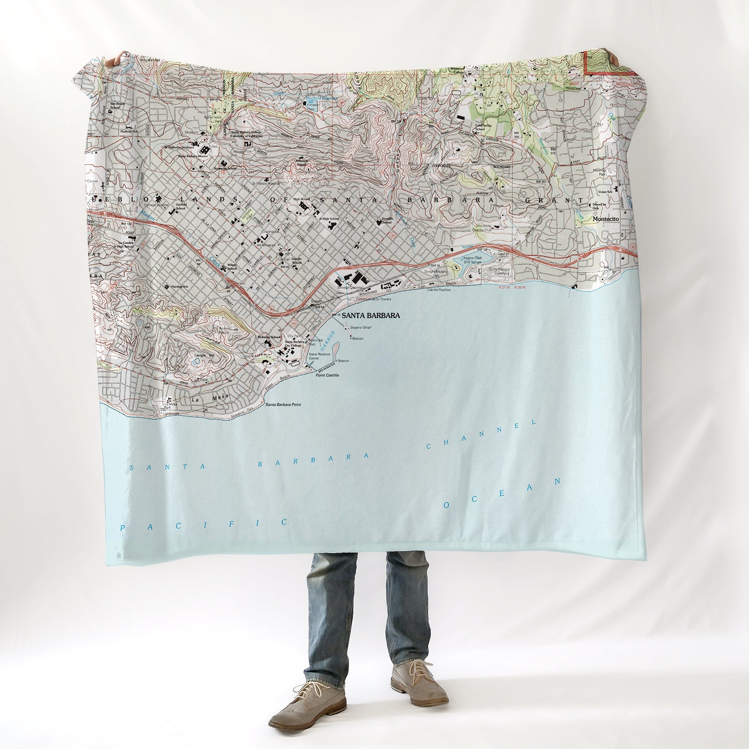 Santa Barbara CA vintage Topo map Blanket