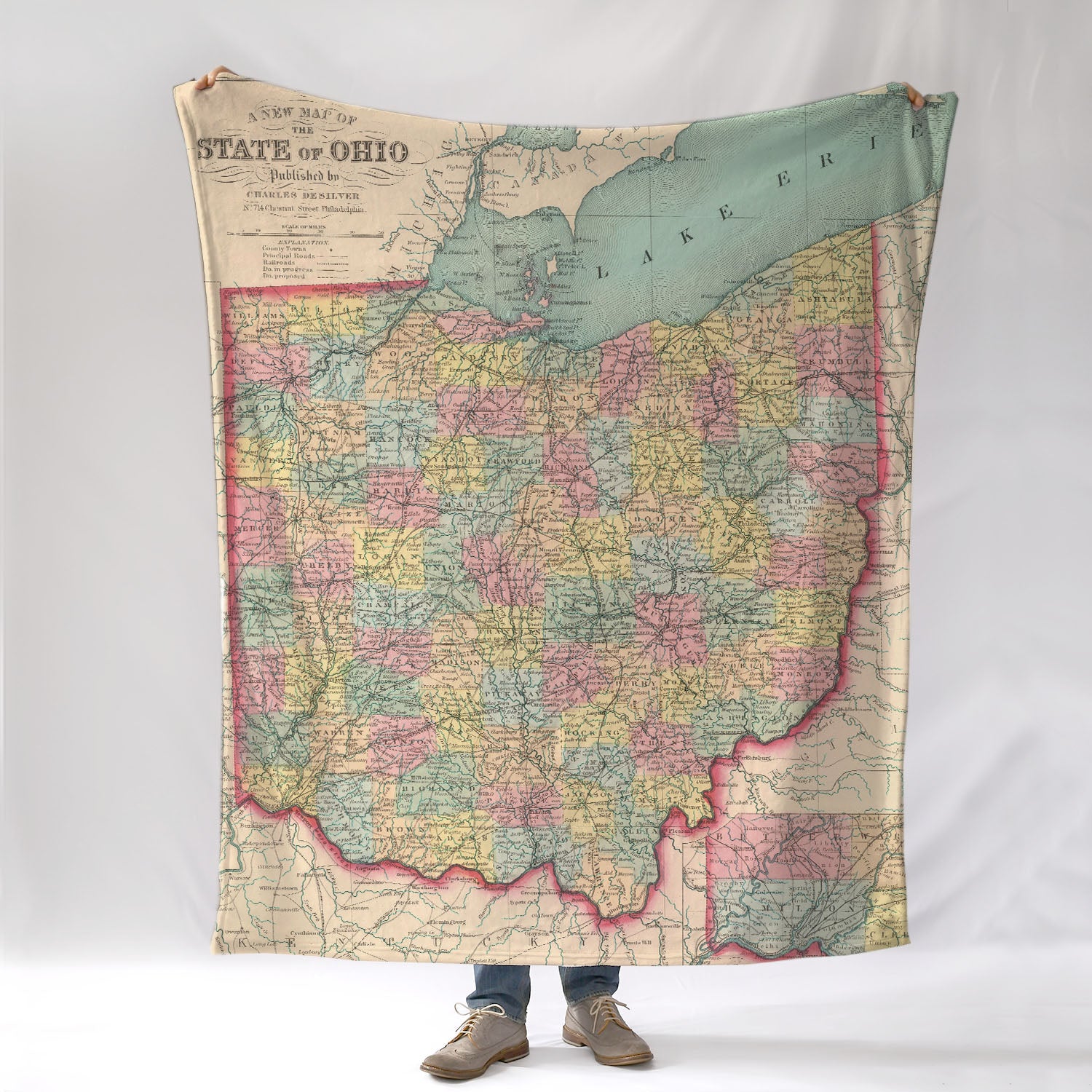 Ohio State Map - 1856 Blanket