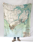 Hampton Roads VA Chesapeake Antique Map Blanket