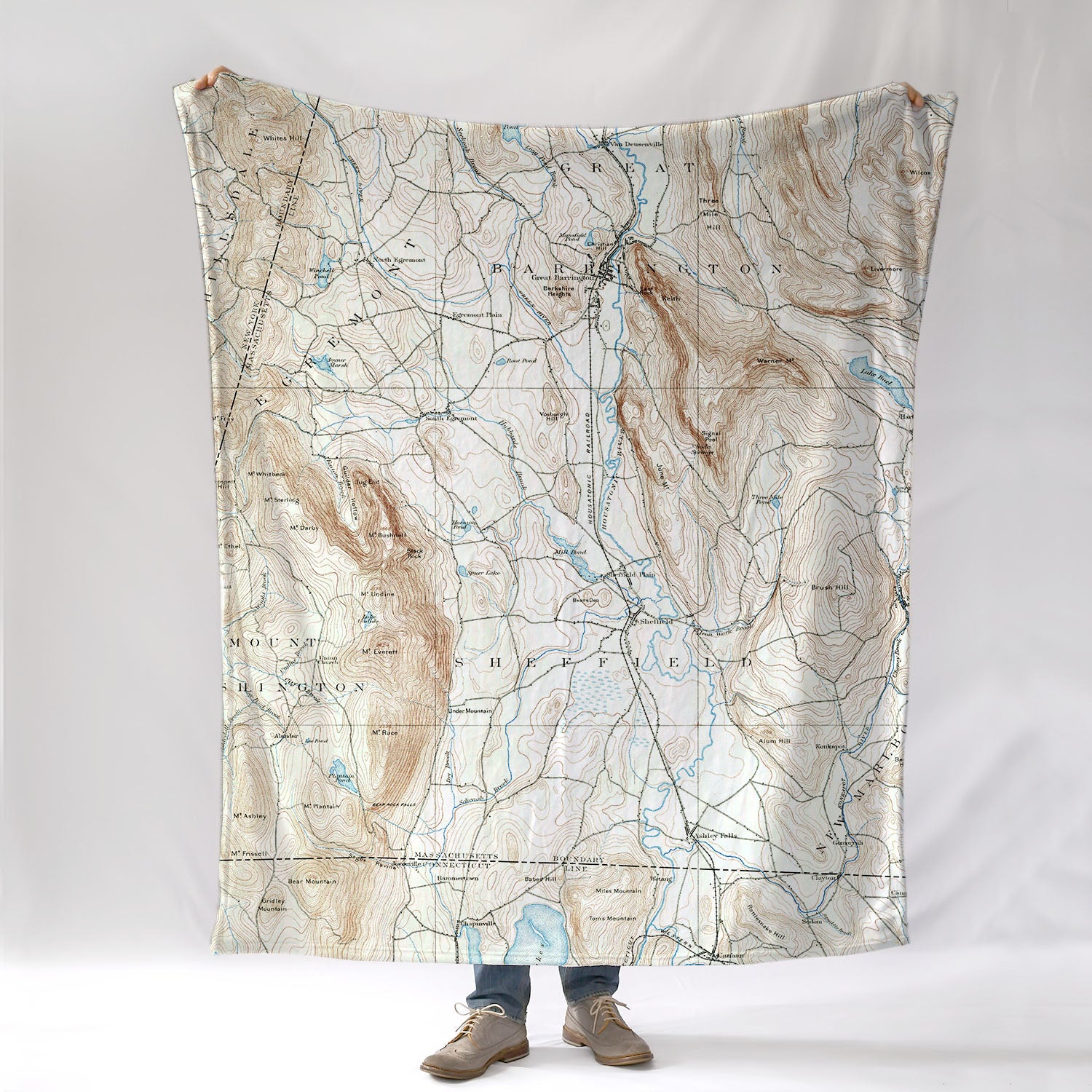 Great Barrington MA Vintage Topo Map Blanket