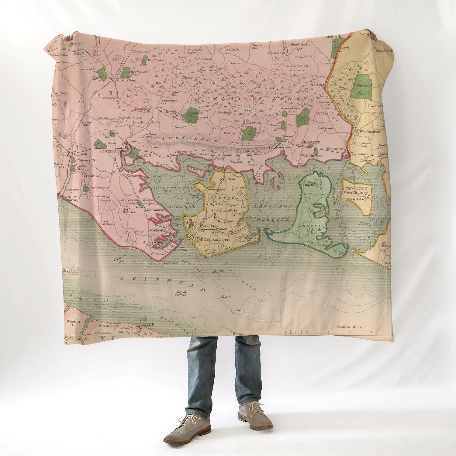 Portsmouth, England Vintage Map Blanket