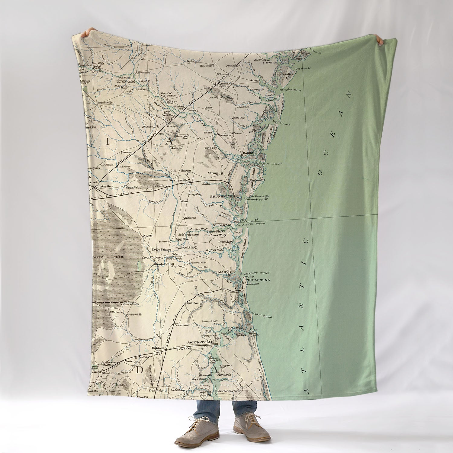 Georgia Barrier Islands Antique Map Blanket