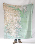 Northern Neck VA Chesapeake Antique Map Blanket