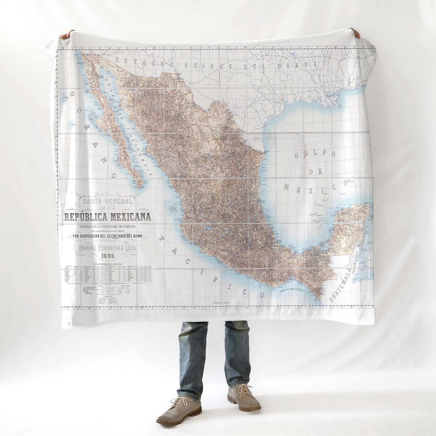 Mexico Vintage Map Blanket