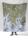 Blue Hill, ME Topo Map - muted Blanket