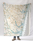 Asbury to Metedeconk Neck, New Jersey Antique Topo Map Blanket