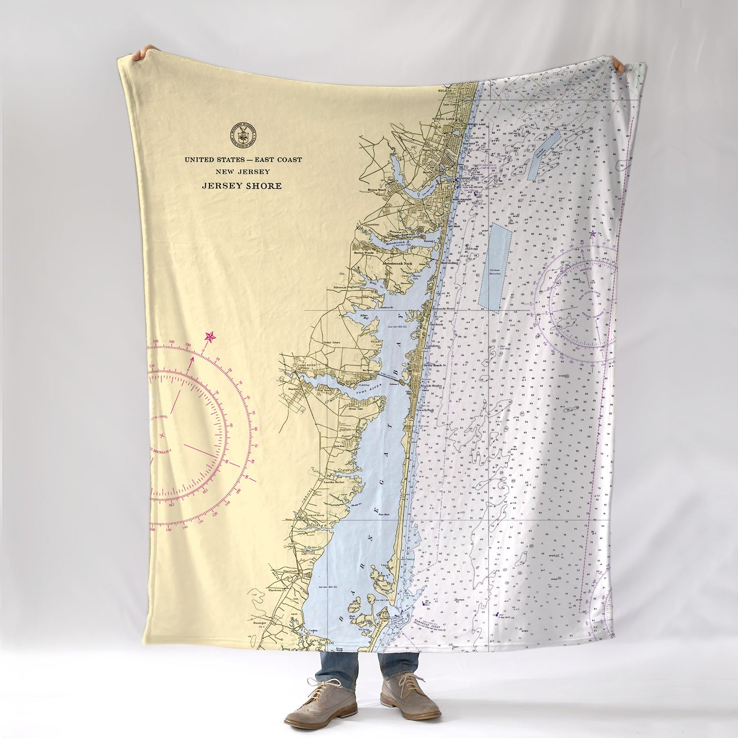 Point Pleasant Beach to Barnegat Bay NJ Nautical Chart Blanket