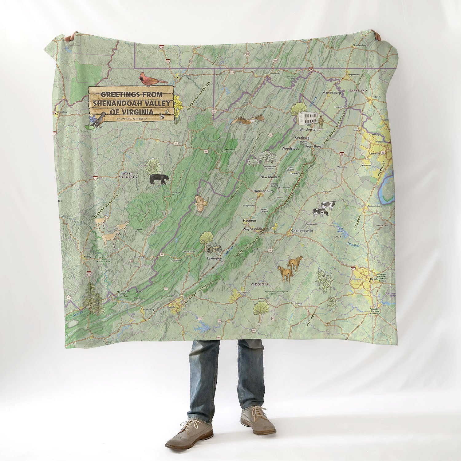 Shenandoah Valley Illustrated Map Blanket