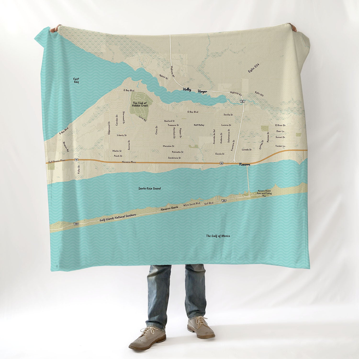 Navarre, FL Modern Wave Map Blanket