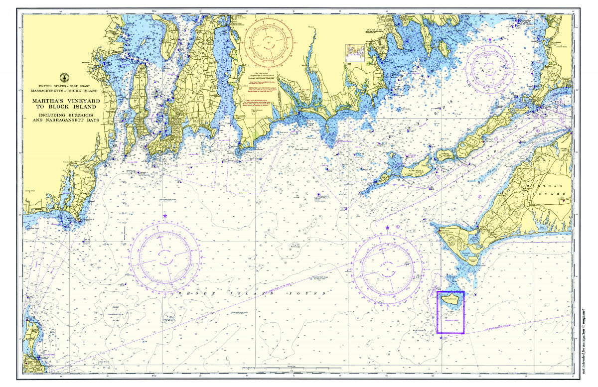 Point Judith to Martha&#39;s Vineyard 1958 Placemats, set of 4